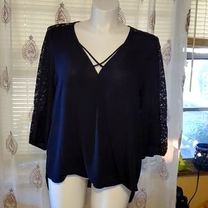 Sheer black lace top